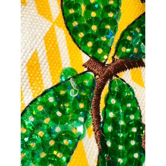 Betsey Johnson yellow Plaid Cherry Sequin tote Purse betseyville - Picture 7 of 16